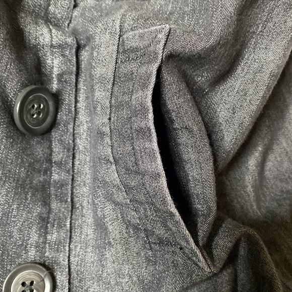 Sandro Grey/Blue Light Weight Denim Sailor Style Pockets Zipper A-Line Skirt 12P - Picture 5 of 8